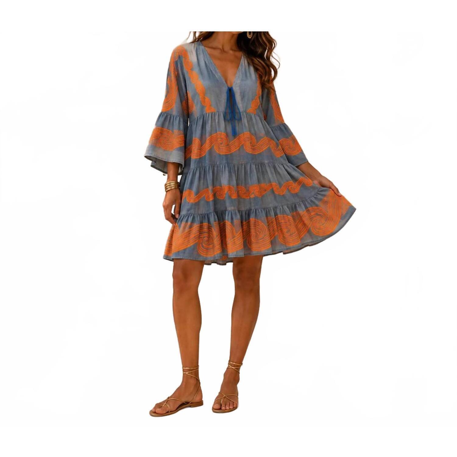 New Mystery Resort Asteria Embroidered Mini Dress In Orange